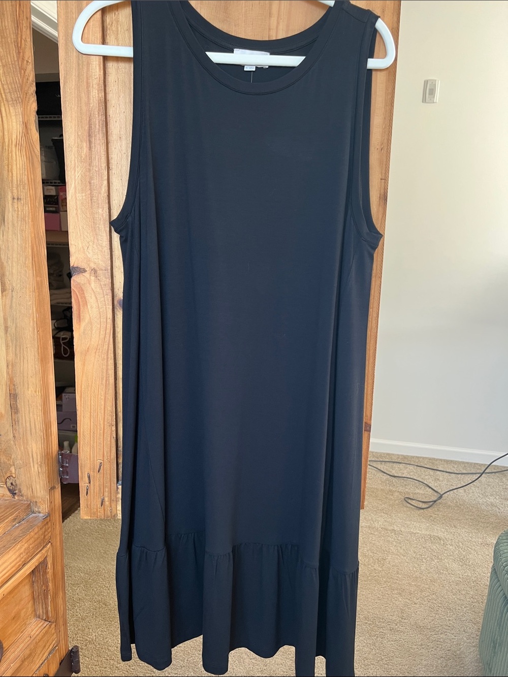 Loft Outlet Sleeveless Black Ruffle-Hem Midi Dress XL NWT
